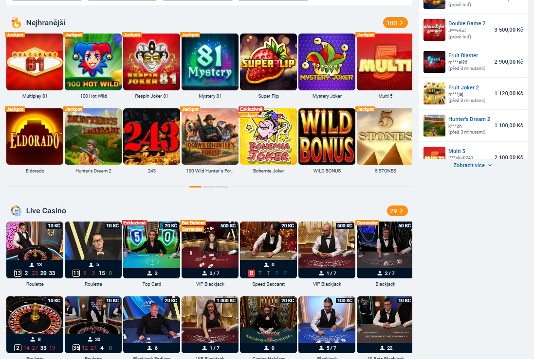 Tipsport Casino Screen
